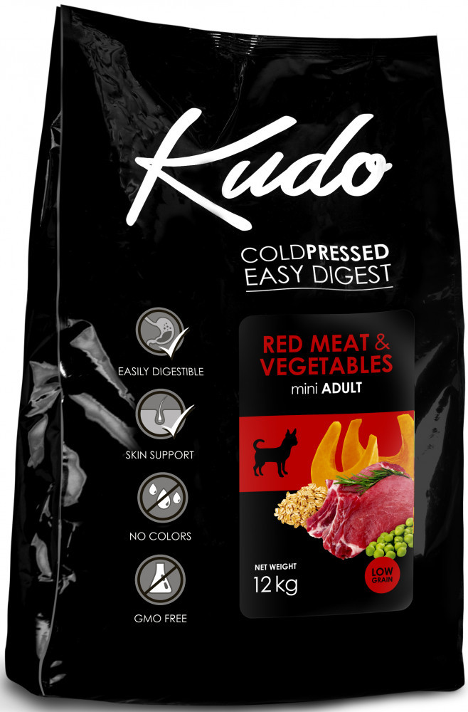 Kudo Adult Mini Red Meat & Vegetables Low Grain - Hrană uscată pentru câini de talie mică