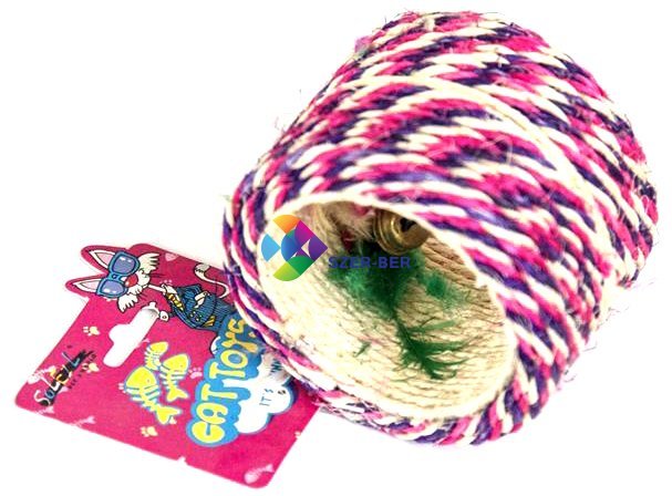 Soleil csörgős kötélhenger színes tollakkal, csörgővel