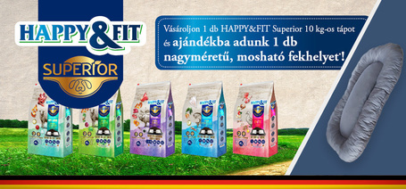Most fekhelyet adunk ajándékba a Happy&Fit Superior hipoallergén kutyatápokhoz