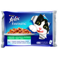 Felix Fantastic lazacos és lepényhalas eledel aszpikban macskáknak - Multipack (4 x 100 g) Felix Fantastic lazacos és lepényhalas eledel aszpikban macskáknak - Multipack (4 x 100 g)