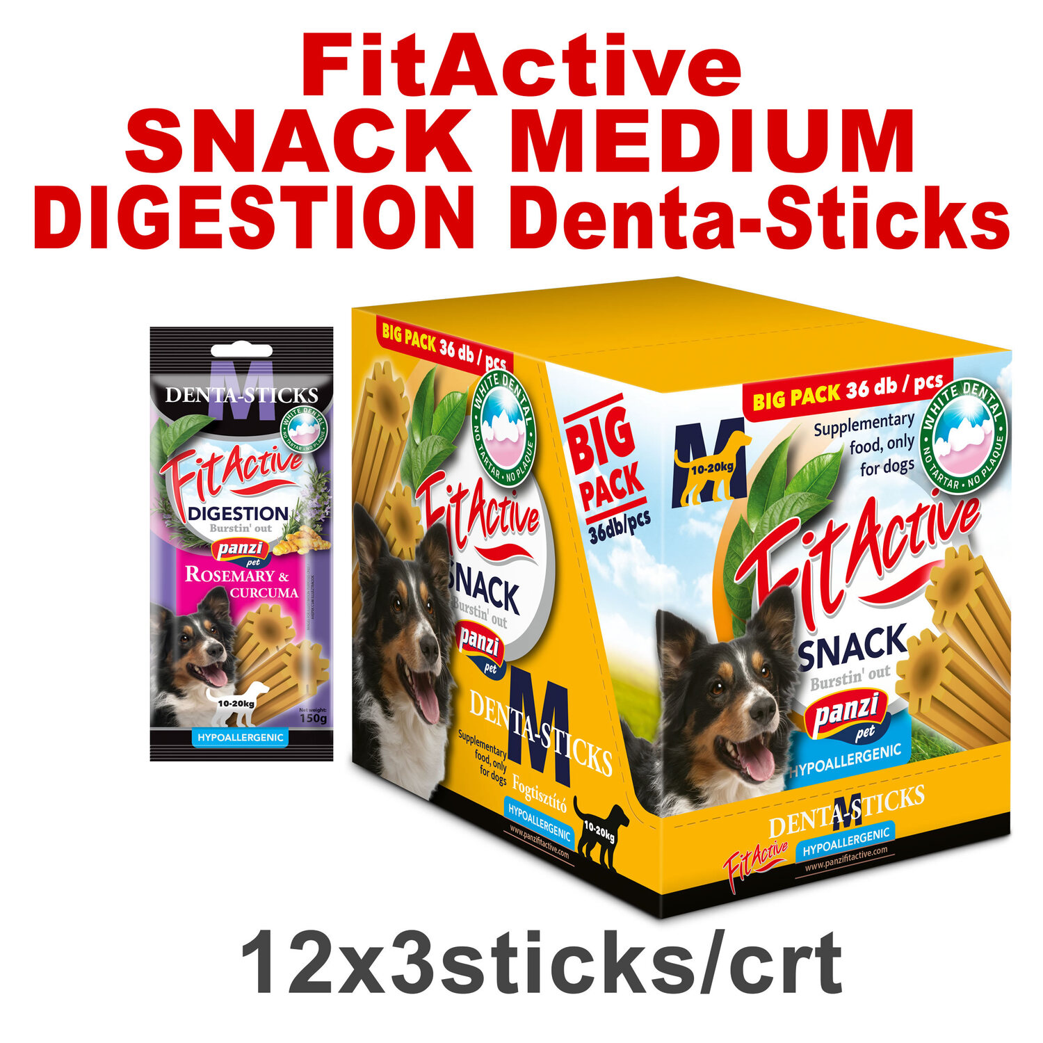 FitActive Hypoallergenic Denta-Sticks Digestion Rosemary & Curcuma -  Batoane care susțin digestia și curăță dinții - zoom
