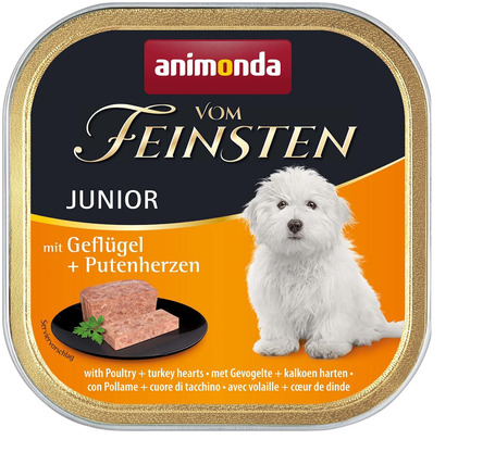 Animonda Vom Feinsten Junior szárnyashúsos és pulykaszíves kutyaeledel