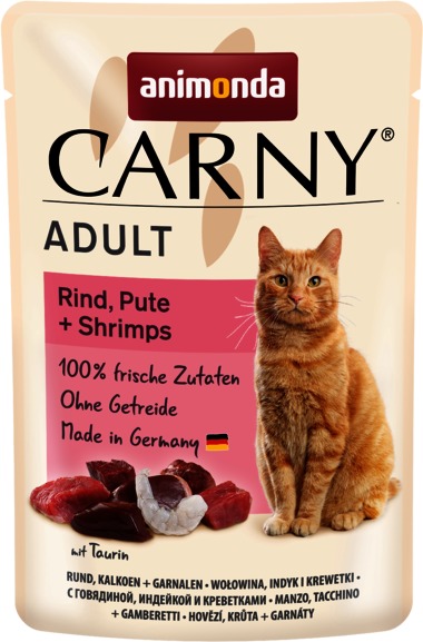 Animonda Carny hrană la pliculeț cu carne de vită, curcan și creveți pentru pisici