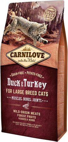 CarniLove Cat Muscles, Bones & Joints Large Breed kacsa- és pulykahússal | Száraztáp nagytestű macskáknak
