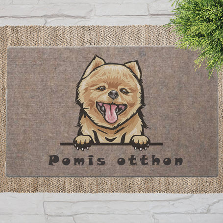 Kutyás lábtörlők barna háttérrel