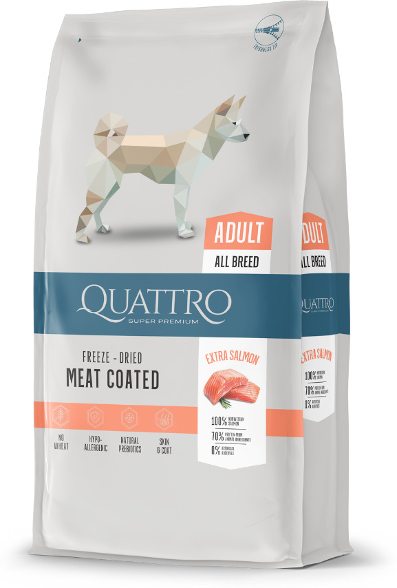 Quattro Adult Salmon Meat Coated hrană câini toate rasele