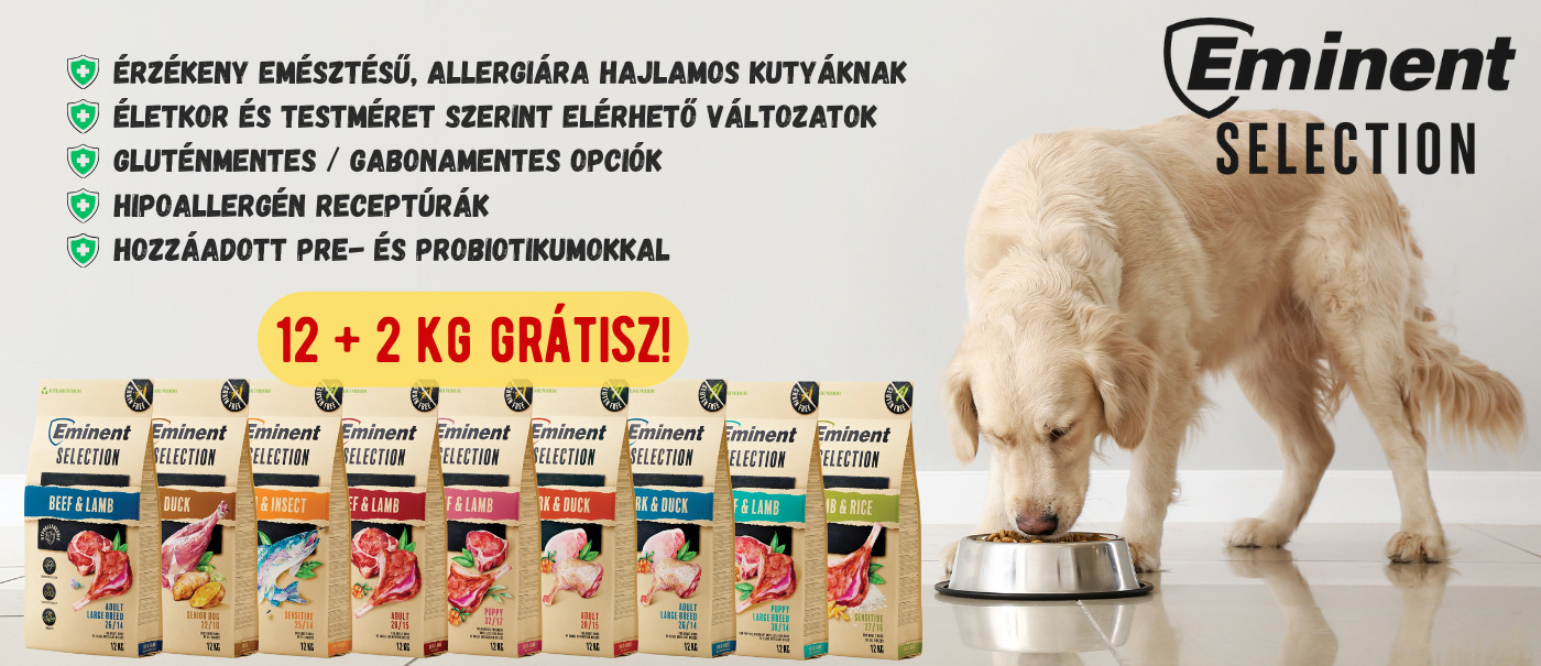 +2 kg ajándékba🎁 a gabonamentes és hipoallergén Eminent Selection tápokhoz +2 kg ajándékba🎁 a gabonamentes és hipoallergén Eminent Selection tápokhoz