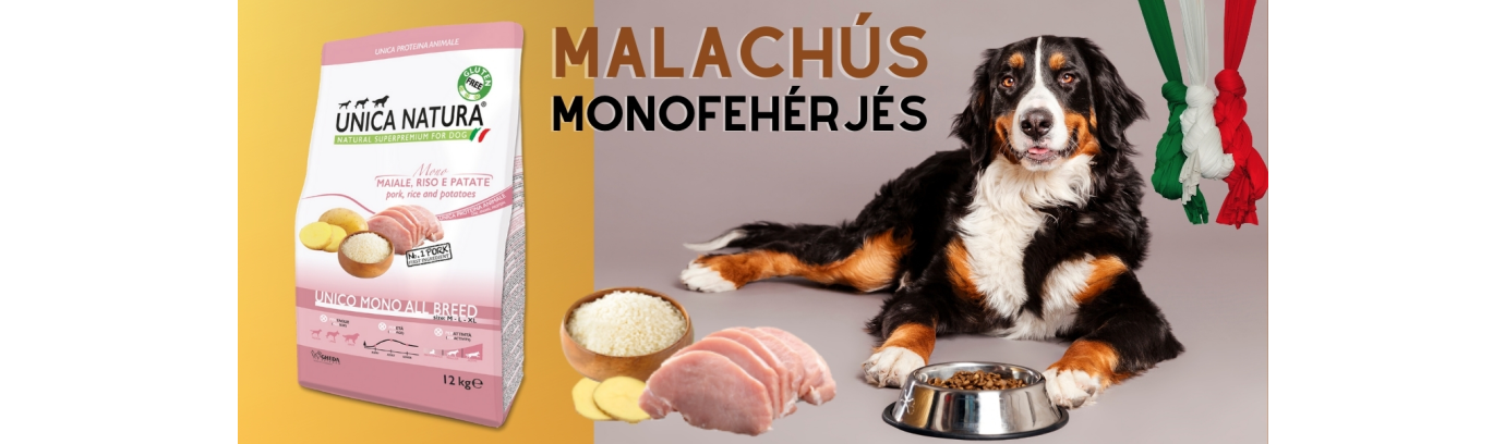 Unica Natura Unico Mono All Breed Pork - Malachúsos szárazeledel közepes- és nagytestű kutyáknak