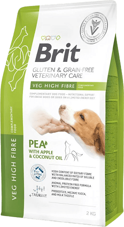 Brit GF Veterinary Diets Dog Veg High Fibre borsóval, almával és kókuszolajjal 2 kg