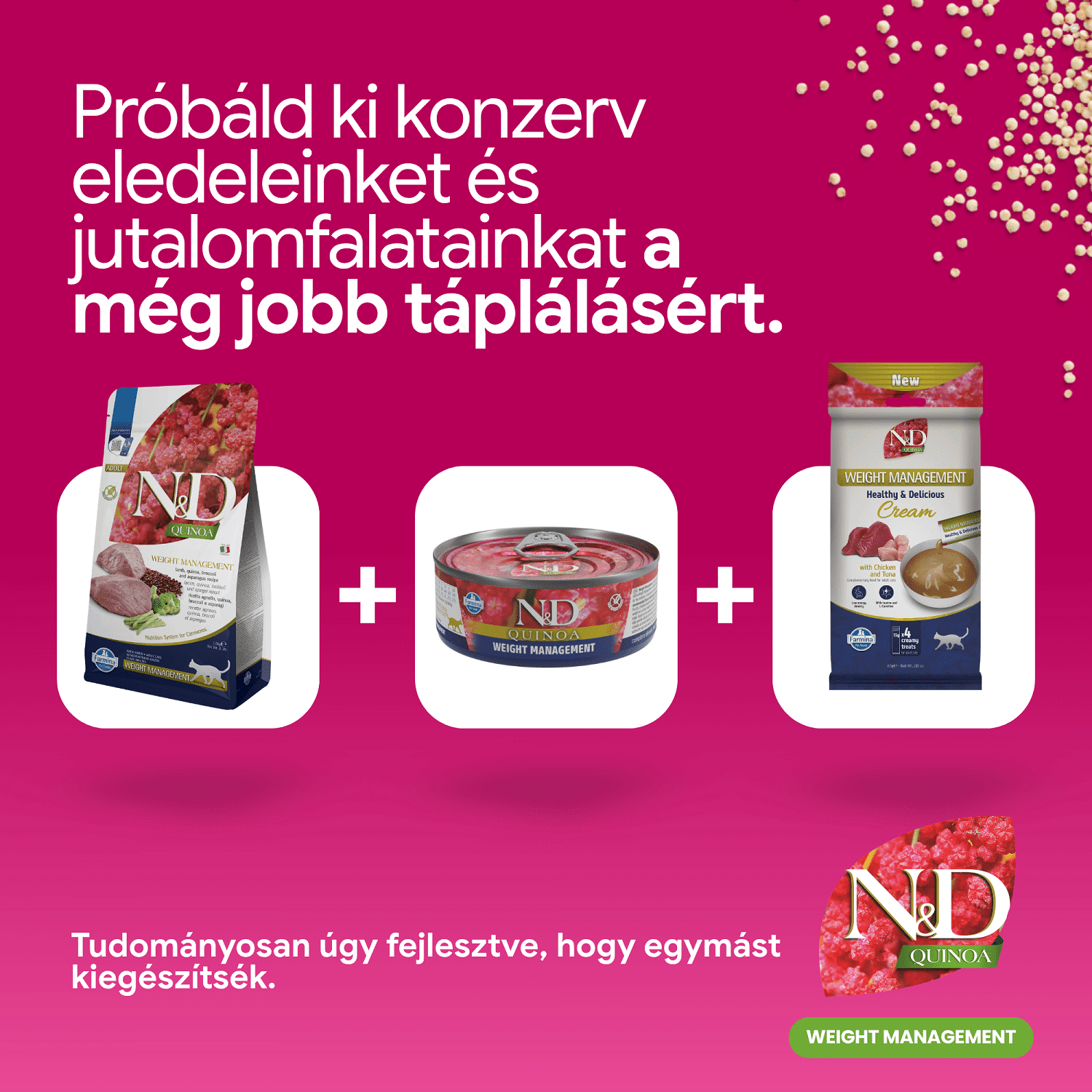 N&D Cat Grain Free Quinoa Weight Management Lamb – Súlykontroll