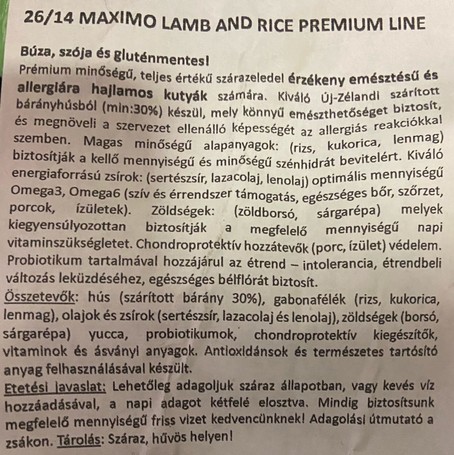 Maximo Lamb & Rice 20 kg