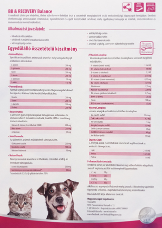 VetFood BB & Recovery Balance regenerálódást segítő készítmény kutyáknak és macskáknak