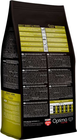 Visán Optimanova Dog Adult Mini Rabbit & Potato gabonamentes táp kistestű kutyáknak