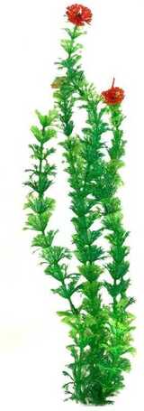 Ambulia akváriumi műnövény zöld levelekkel és narancssárga virágokkal (S8-150)