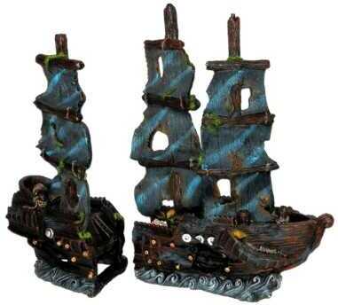 Nagy méretű kettétört vitorlás hajóroncs akvárium dekor