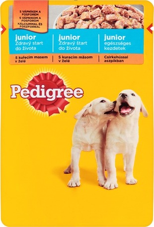Pedigree Junior csirkehúsos és rizses eledel aszpikban