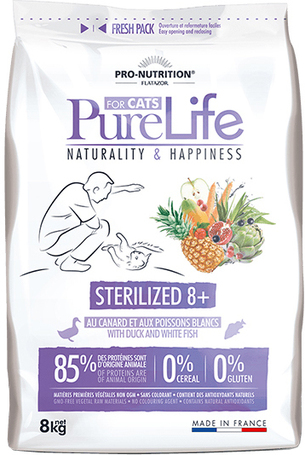 Pro-Nutrition Pure Life Cat Sterilised 8+ | Hipoallergén száraztáp ivartalanított idős macskáknak