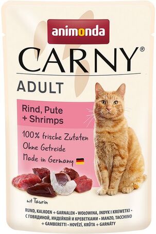 Animonda Carny marhás, pulykás és garnélarákos alutasakos eledel macskáknak