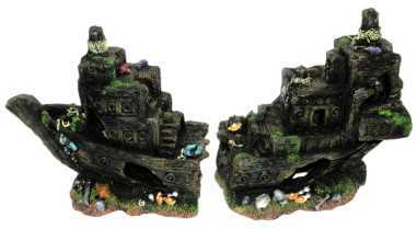 Nagy méretű kettétört hajóroncs akvárium dekor