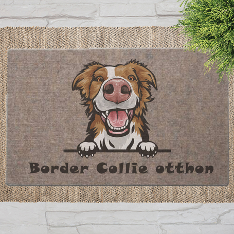 Kutyás lábtörlők barna háttérrel