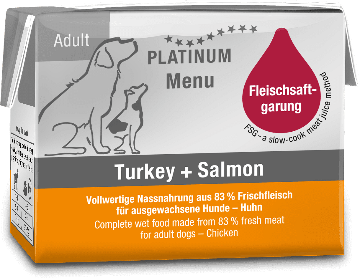 Platinum Menu Curcan + Somon hrană umedă câini