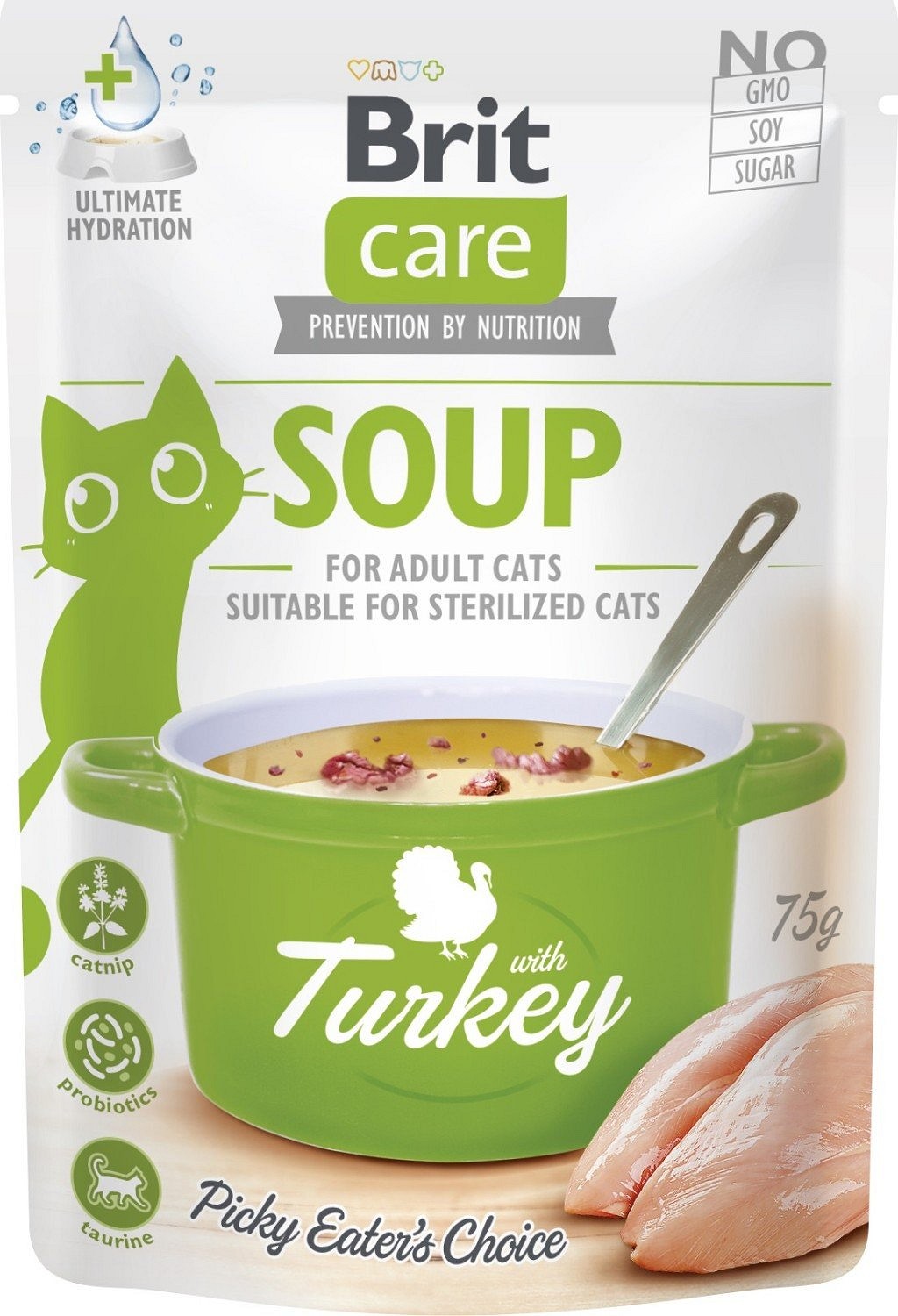 Brit Care Cat Soup cu curcan pentru pisici adulte 75 g