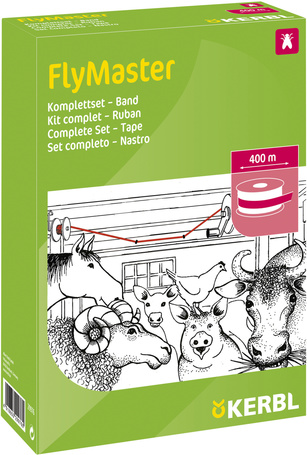 Kerbl FlyMaster istállói légyfogó szalag (400 m, komplett szett)