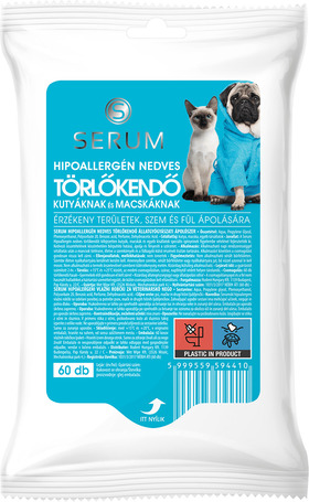 Serum hipoallergén nedves törlőkendő kutyáknak és macskáknak