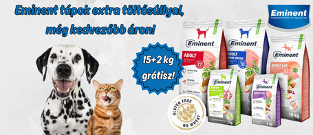 🎁 Bónusz a tálba! 15 + 2 kg az Eminent zsákokban, még kedvezőbb áron