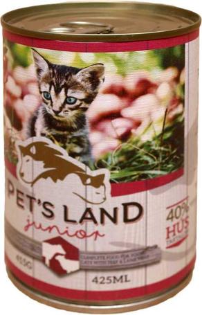 Pet's Land Cat Junior konzerv marhamájjal, bárányhússal és almával