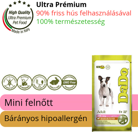 Dado Hypoallergenic Adult Mini Lamb & Rice | Hipoallergén táp kistestű felnőtt kutyáknak | Bárányhúsos