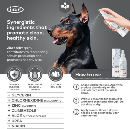 Zincoseb spray viszkető és/vagy korpázó (seborrhoea) bőrre kutyáknak és macskáknak