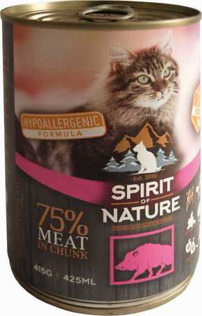 Spirit of Nature Cat vaddisznóhúsos konzerv macskáknak | Hipoallergén formula