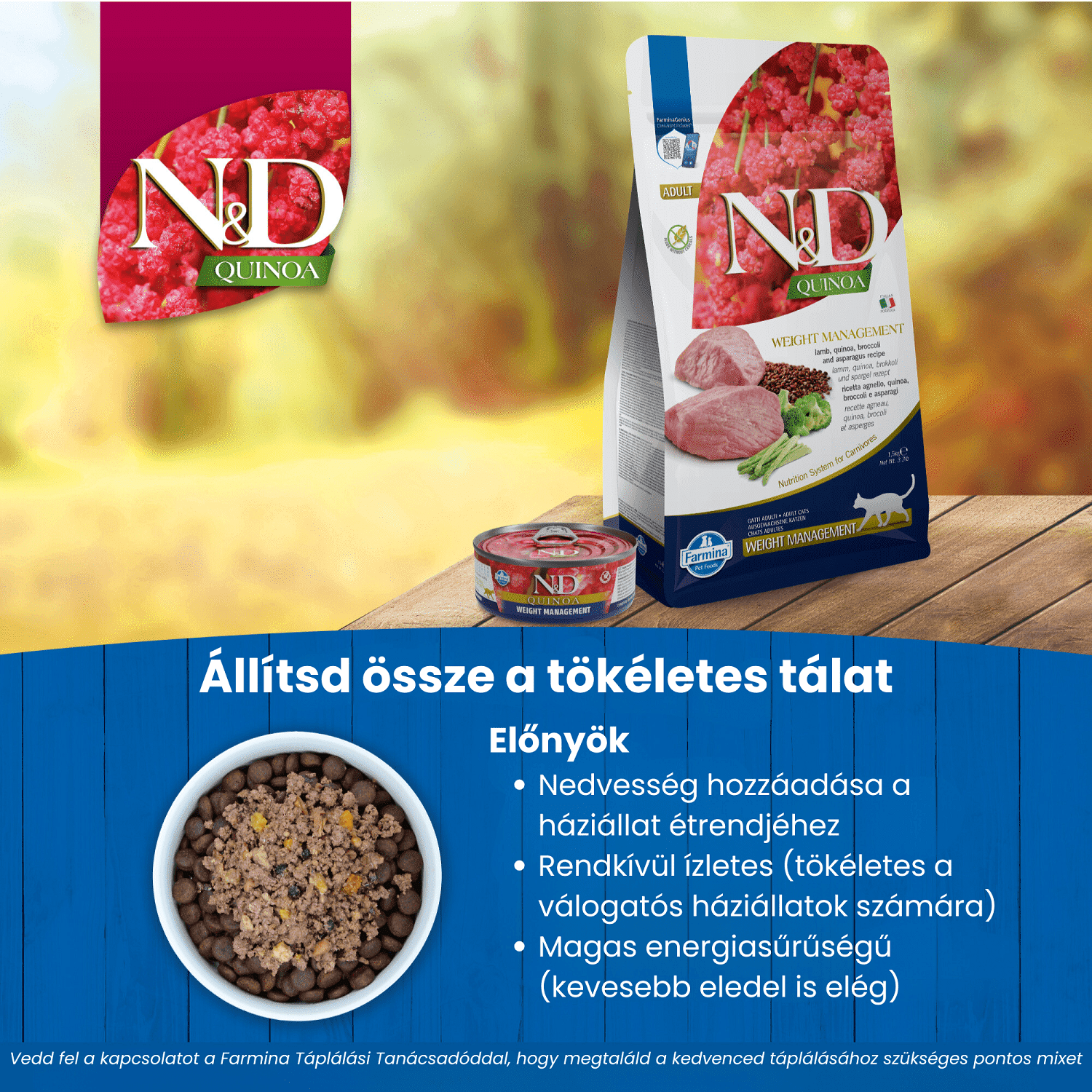 N&D Cat Grain Free Quinoa Weight Management Lamb – Súlykontroll