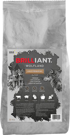 Brilliant Wolfland Puppy Junior Premium Medium Large kutyatáp 20 kg