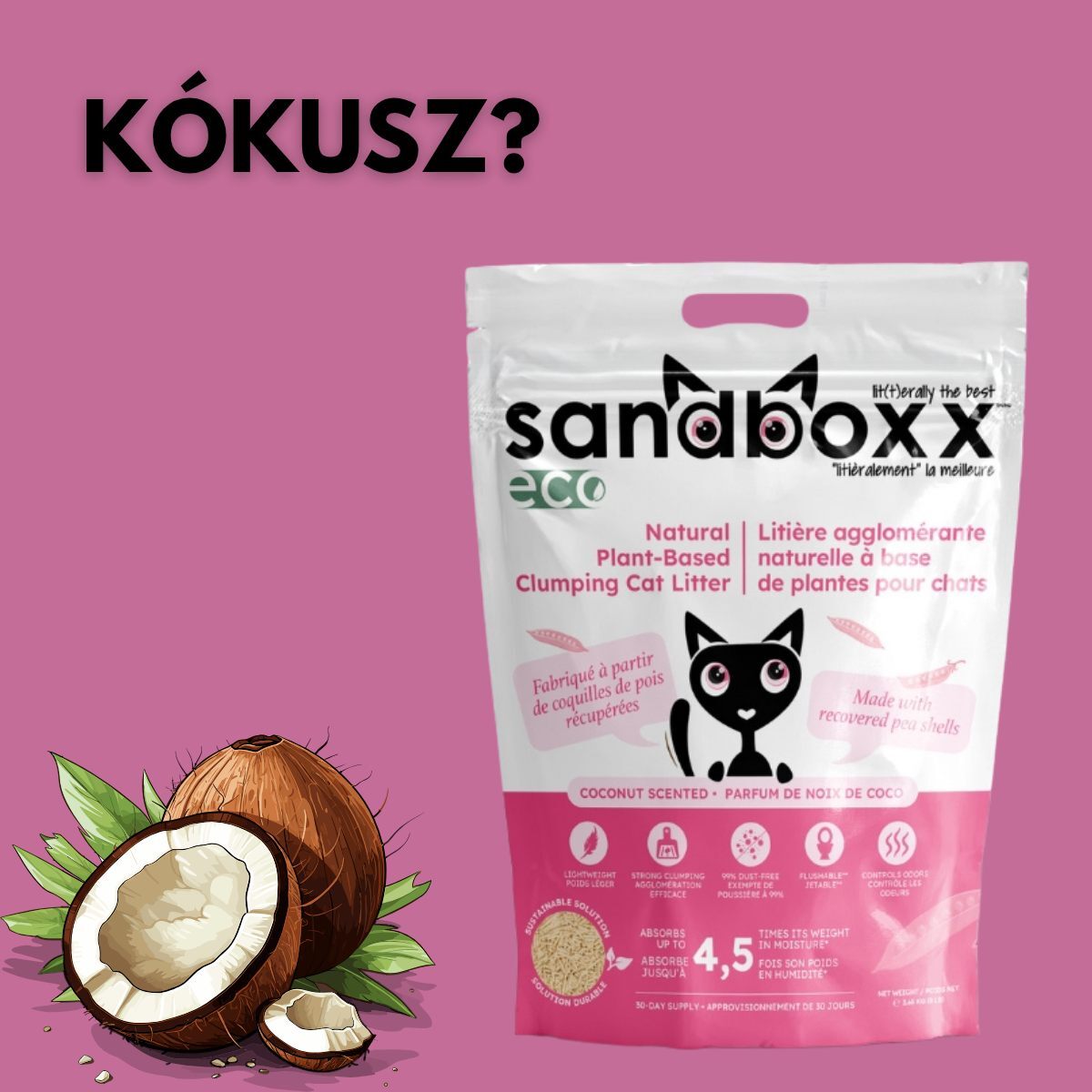 Sandboxx Eco – nisip pisici pe bază de plante, ecologic - zoom