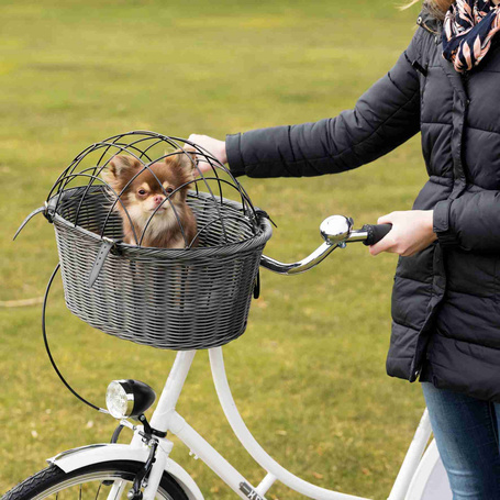 Trixie polyrattan kerékpár kosár kutyáknak szürke színben