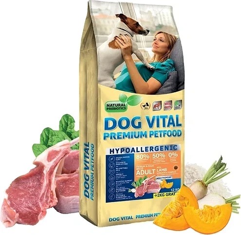 Dog Vital hrană hipoalergenică cu miel 12+2 kg