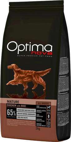 Visán Optimanova Dog Mature Adult Chicken & Rice táp idős, idősödő kutyáknak