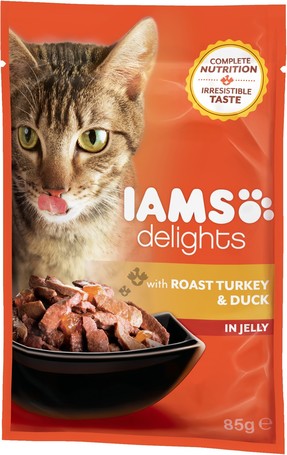 IAMS Cat Delights – Sült pulyka- és kacsahús aszpikban