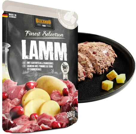 Belcando alutasak bárányhússal, burgonyával és tőzegáfonyával