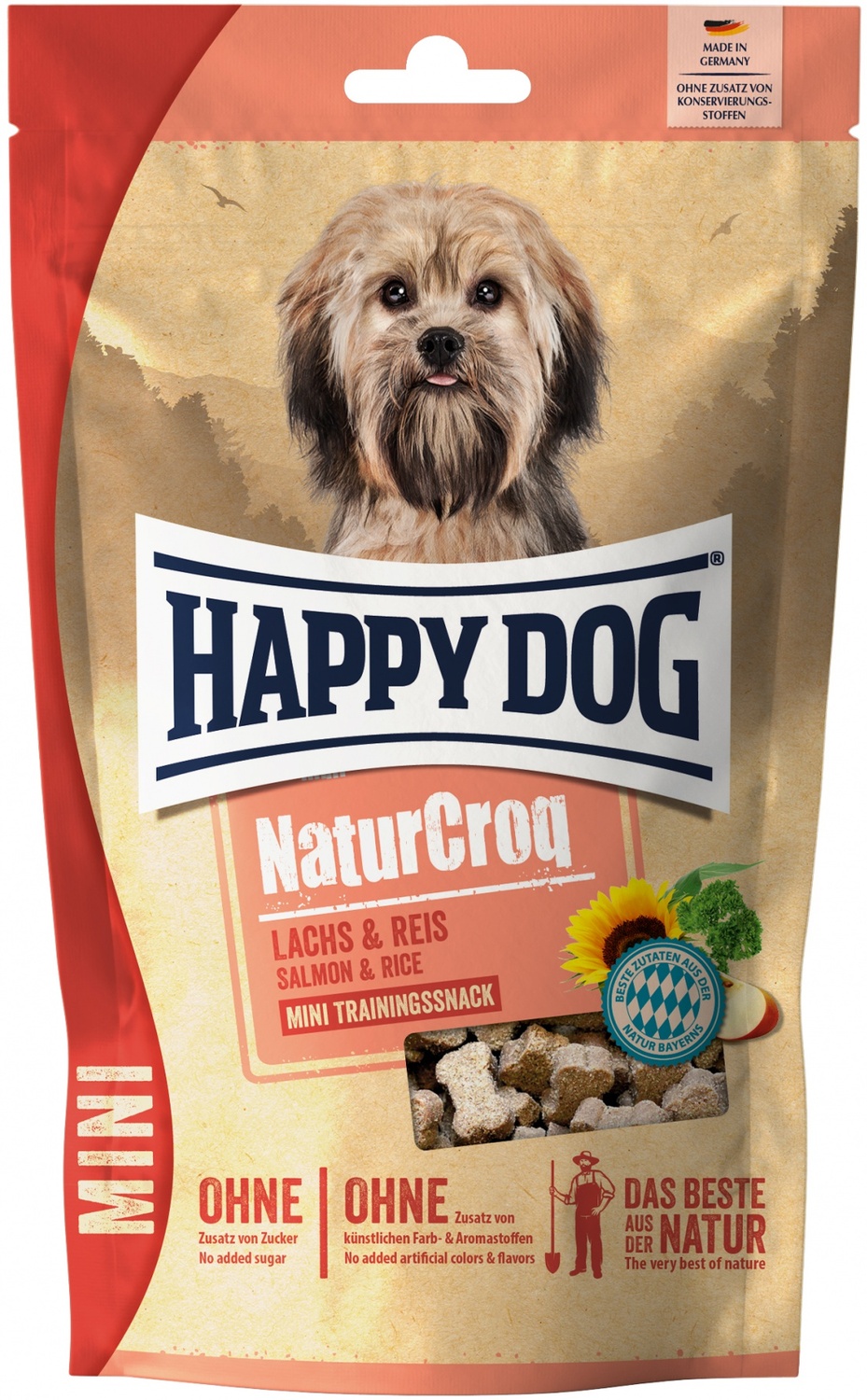 Happy Dog NaturCroq Salmon & Rice Mini TrainingsSnack - Gustare recompensă cu somon și orez