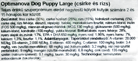 Visán Optimanova Dog Puppy Large Chicken & Rice | Táp nagytestű kölyökkutyáknak