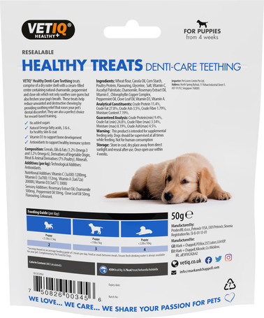 Vetiq Healthy Treats Denti-Care Teething jutalomfalat kölyökkutyáknak