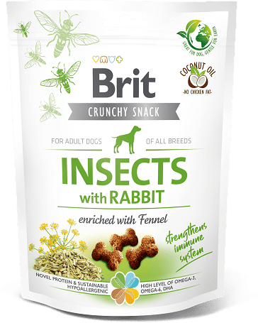 Brit Crunchy Snack rovarokkal, nyúllal és édesköménnyel kutyáknak