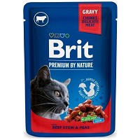 Brit Premium Cat plic pentru pisici cu vită și mazăre