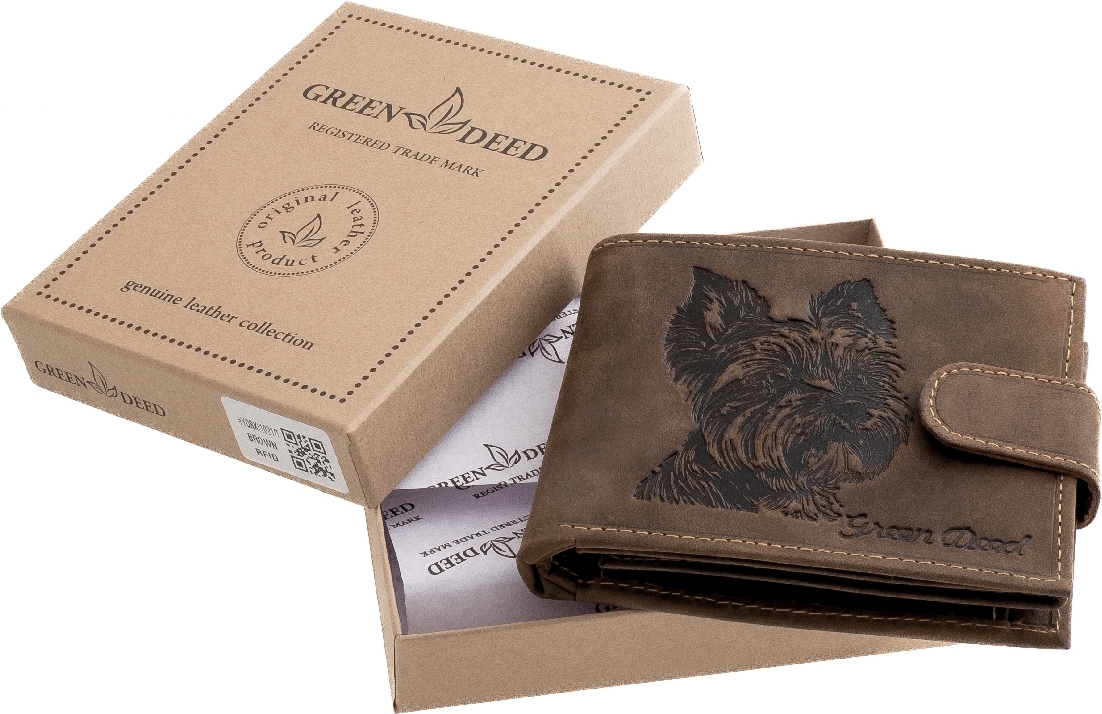 GreenDeed portofel din piele naturală cu model de câine - zoom