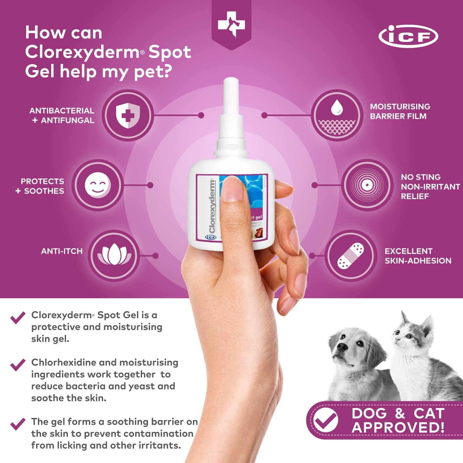Clorexyderm Spot Gel - Gel pentru protecția pielii pentru câini și pisici - zoom