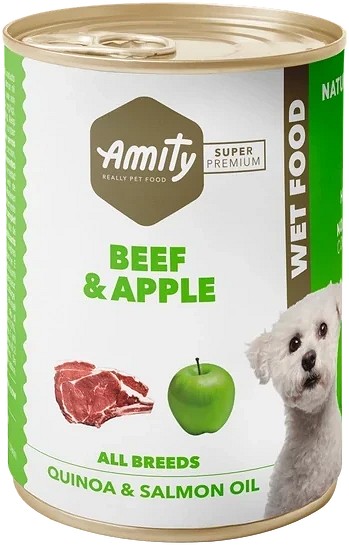 Amity Beef & Apple, Quinoa & Salmon Oil, conservă, 400 g