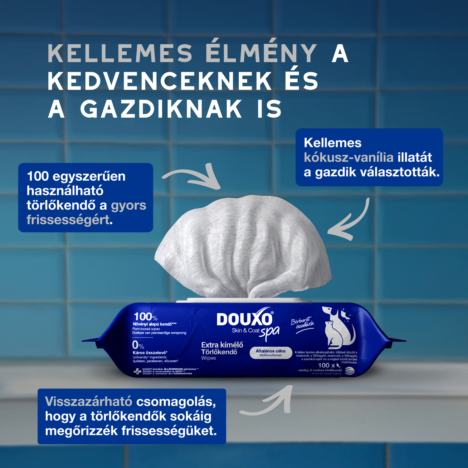 Douxo Spa nedves törlőkendő kutyáknak és macskáknak - zoom